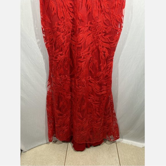 NWT $798 Mac Duggal [ 12 ] Embellished Puff‎ Sleeve Plunge Neck Trumpet Gown - Picture 12 of 15